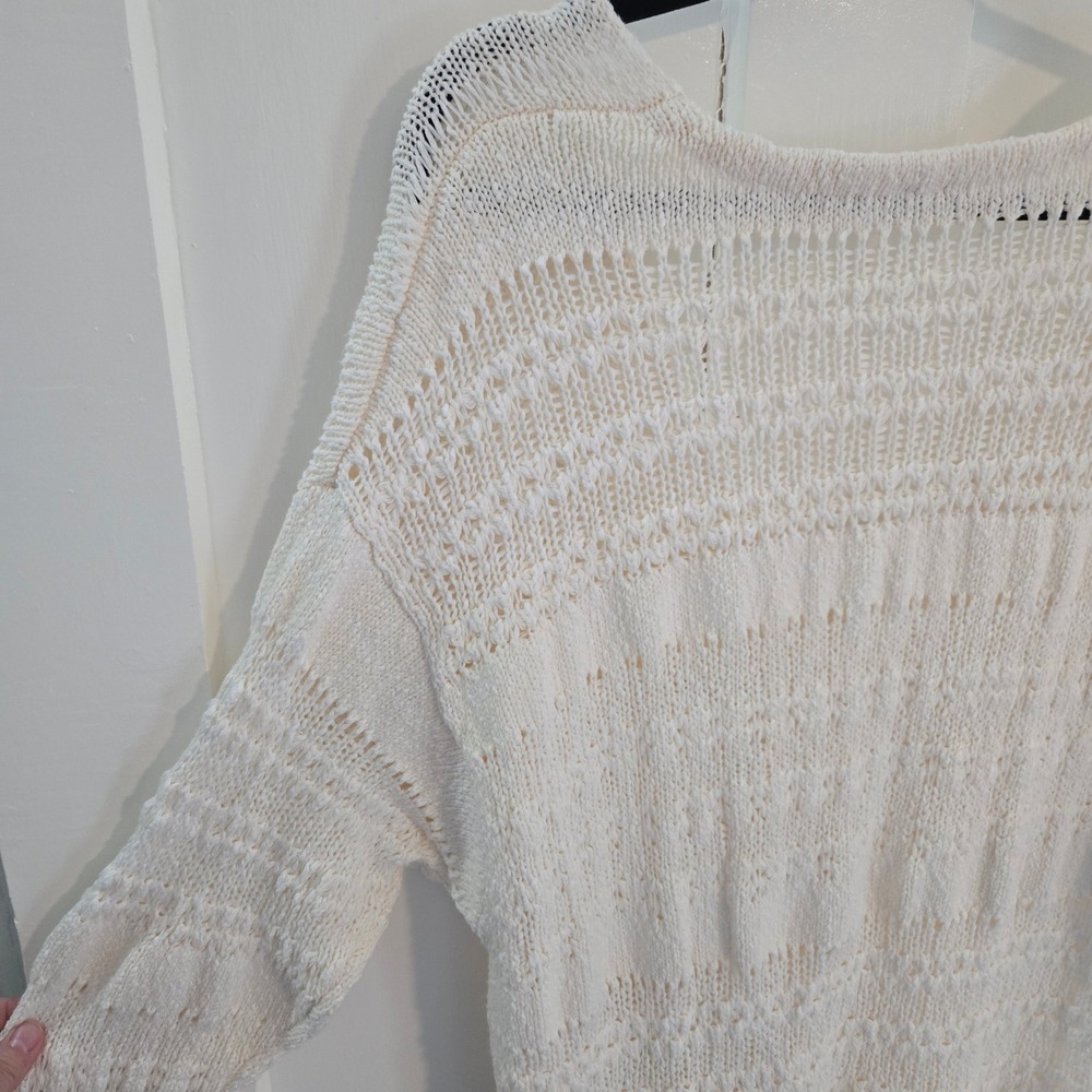 Free People Ivory Hot Tropics Pullover Sweater (S) Ivory Tunic Sweater Oversized - Picture 14 of 16